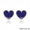 Imitation Van Cleef & Arpels Sweet Alhambra Heart Earrings White Gold,Lapis Lazuli